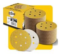 100 dischi abrasivi a 6 fori, grana 80, 150 mm, 6 fori, con gancio e anello rotondi dorati per levigatrice orbitale casuale, ideali per legno, metallo, automobili