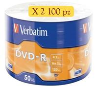 100 DVD -R VERBATIM Vergini 16X SILVER Advanced Azo 4,7GB DVD Cellwrap