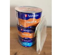100 DVD -R VERBATIM VERGINI 4,7 G + 50 CD VERBATIM 700MB + 100 BUSTE