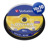 100 DVD+RW Verbatim Matt Silver 4,7GB Riscrivibili AZO 4X Cake - 43488
