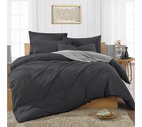 100% Egyptian Cotton 1 Duvet Cover with 2 Pillowcases - 600 THREAD COUNT Zippered Quilt Covers - Luxurious Soft Sateen & Cozy European 3PC Comforter Bedding Set - Dark Grey Solid,King Size.