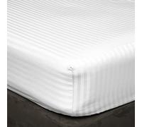 100% Egyptian Cotton Sheet set 600 Thread Count, Hotel Luxury 4 Piece Sheet Set Sateen Weave, 40cm Elasticized Deep Pocket White Stripe Emperor Size