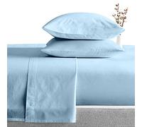 100% Egyptian Cotton Sheet set 600 Thread Count, Hotel Luxury 4 Piece Sheet Set Sateen Weave, 40cm Elasticized Deep Pocket Light blue Solid Super King Size