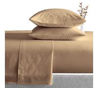 100% Egyptian Cotton Sheet set 600 Thread Count, Hotel Luxury 4 Piece Sheet Set Sateen Weave, 40cm Elasticized Deep Pocket Taupe Solid Single Size