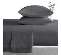 100% Egyptian Cotton Sheet set 600 Thread Count, Hotel Luxury 4 Piece Sheet Set Sateen Weave, 40cm Elasticized Deep Pocket Dark gray Solid Super King Size