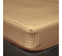 100% Egyptian Cotton Sheet set 600 Thread Count, Hotel Luxury 4 Piece Sheet Set Sateen Weave, 40cm Elasticized Deep Pocket Taupe Stripe Emperor Size