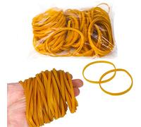 100 elastici, diametro 5 centimetri, larghezza 3 millimetri, riutilizzabili, ottima elasticità, adatti per la scuola, l'ufficio e la casa (giallo scuro) (confezione da 100)