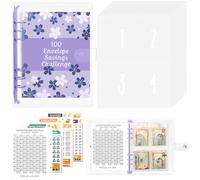 100 Envelope Saving Challenge, A5 Agenda Risparmio Soldi con Buste Porta Soldi e Tracker Della Sfida, Budget Binder per Risparmia il Denaro Challenge - Viola