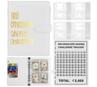 100 Envelope Saving Challenge, bilancio Planner tedesco, A5 con buste, rilegatura a budget, modo semplice e divertente per risparmiare 5050 €, libro di risparmio per risparmiare denaro Sfida