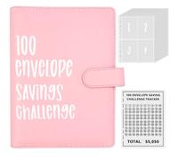 100 Envelope Saving Challenge, bilancio Planner tedesco, A5 con buste, rilegatura a budget, modo semplice e divertente per risparmiare 5050 €, libro di risparmio per risparmiare denaro Sfida