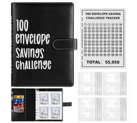 100 Envelope Saving Challenge, Pianificatore di Budget, Sfida del Risparmio con Buste di Denaro Trasparenti, Fogli di Budget ed Etichette Adesive, Cartella del Risparmio di Denaro, Libro del Risparmio