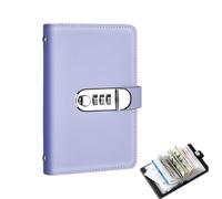 100 Envelopes Money Saving Challenge Book with Lock. (Purple) | Leather 100 envelope savings challenge book with combination lock. Portable cash budget organizer for financial goals