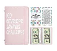 100 Envelopes Money Saving Challenge, Cash Envelope Organizer Book, Budgeting and Income Tracker, Low Buy Savings Binder for Fund Management, Financial Goals, 7.01x4.33x0.79 inches