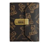 100 Envelopes Money Saving Challenge - Enhances Financial Budgeting, Bear Pattern Leather Binder + Combination Lock, Premium Padded Cash, For Students & Families, 100 Banknote Capacity