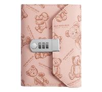 100 Envelopes Money Saving Challenge - Enhances Financial Budgeting, Bear Pattern Leather Binder + Combination Lock, Premium Padded Cash, For Students & Families, 100 Banknote Capacity