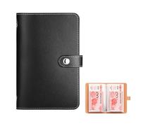 100 Envelopes Saving Challenge Set, Premium PU Money Saving Wallet with Double-Sided Notebook & Binder, Cash Stuffing Organiser for Couples, Students & Families, Perfect for Goal Saving Plann (Black)