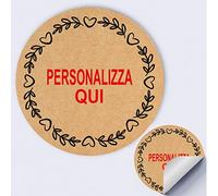 100 Etichette Adesive Kraft tag PERSONALIZZALO QUI Adesivi Regalo Stickers Handmade per Matrimonio, Regalo, Cerimonia, occasione (Tipo 4)