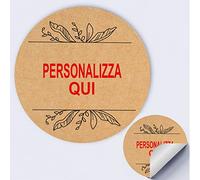100 Etichette Adesive Kraft tag PERSONALIZZALO QUI Adesivi Regalo Stickers Handmade per Matrimonio, Regalo, Cerimonia, occasione (Tipo 8)