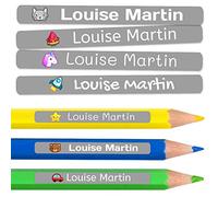 100 etichette adesive personalizzate per matite, penne e pennarelli. Adesivi scolastici con nome per contrassegnare gli oggetti. Adesivi impermeabili per scuola. Misura 4,6 x 0,6 cm