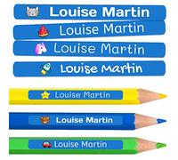 100 etichette adesive personalizzate per matite, penne e pennarelli. Adesivi scolastici con nome per contrassegnare gli oggetti. Adesivi impermeabili per scuola. Misura 4,6 x 0,6 cm