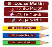 100 etichette adesive personalizzate per matite, penne e pennarelli. Adesivi scolastici con nome per contrassegnare gli oggetti. Adesivi impermeabili per scuola. Misura 4,6 x 0,6 cm