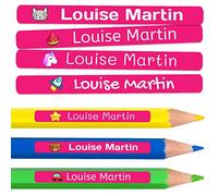 100 etichette adesive personalizzate per matite, penne e pennarelli. Adesivi scolastici con nome per contrassegnare gli oggetti. Adesivi impermeabili per scuola. Misura 4,6 x 0,6 cm