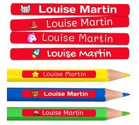 100 etichette adesive personalizzate per matite, penne e pennarelli. Adesivi scolastici con nome per contrassegnare gli oggetti. Adesivi impermeabili per scuola. Misura 4,6 x 0,6 cm
