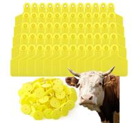 100 etichette auricolari per bovini bianche di grandi dimensioni, etichette auricolari in PE per l'identificazione degli animali, adatte per la gestione di allevamenti di ovini, bovini, yellow 100pcs