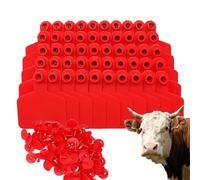 100 etichette auricolari per bovini bianche di grandi dimensioni, etichette auricolari in PE per l'identificazione degli animali, adatte per la gestione di allevamenti di ovini, bovini,v rosso 100pcs