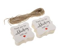 100 etichette da appendere con scritta "Thank you for celebrating with us", colore bianco