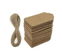 100 etichette in carta kraft, 4 x 2 cm, etichette per etichette in carta marrone, per matrimoni, compleanni, regali, bagagli, con spago di iuta da 20 metri