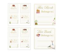 100 etichette per libri e biblioteca in lamina d'oro con design floreale, 5 cm, con scritta "This Book Belongs to Gold", etichette per studenti e organizzazioni, per la gestione della classe, la