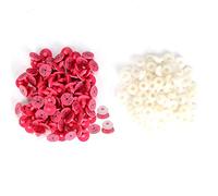 100 etichette per orecchie in plastica per animali, marcatori per l'identificazione del bestiame, etichette per orecchie rotonde antigoccia con stampa numerica per cani coniglio (Rosa Rossa)