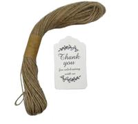 100 etichette regalo di carta kraft da 5 cm x 3 cm, con corde da 20 m, etichette Hang Thank You Tags, Thank You Tag per presenti, progetti artigianali, veleno Xmas (bianco)