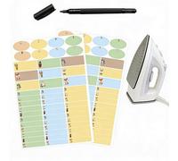 100 etichette termoadesive per bambini + feltro indelebile nero - etichette per abbigliamento da incollare con ferro da stiro - icone animali della foresta - scuola, asilo nido, colonie