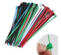 100 fascette colorate per cavi, 200 mm, riutilizzabili, in rosso, giallo, verde, blu, nero, bianco, in nylon PA66, resistente ai raggi UV, per organizzazione, sicurezza e progetti fai da te