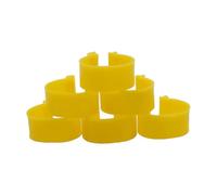 100 fascette per zampe di pollame in plastica da 16 mm con clip, adatte per recinti per uccelli, piccioni e polli, facili da installare.,Giallo,Diametro interno 16 mm