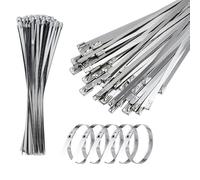100 fascette stringicavo in acciaio inox 304, resistenti ai raggi UV, per la gestione dei cavi, cavi di nave, avvolgimento di scarico (7,9 x 300 mm)