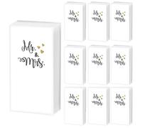 100 fazzoletti da matrimonio Mr. & Mrs. (10 x 10) per lacrime di gioia con testo, chiesa, matrimonio, fidanzamento, decorazione, bianco