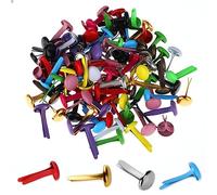 100 fermacapsule in ottone con colori assortiti, rotondi, pastello, mini fermi in metallo per bambini, artigianato, progetti scolastici, decorazioni di carta, scrapbooking, forniture fai da te
