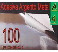 100 FF A4 21X29,7 ADESIVO ALLUMINIO ARGENTO ETICHETTE STAMPANTE LASER PLOTTER