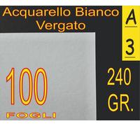 100 FF ACQUARELLO BIANCO X STAMPANTE LASER E INKJET A3 240GR ATTESTATI DIPLOMA