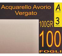 100 FF CARTA 100GR VERGATA ACQUARELLO RUSTICK AVORIO X STAMPA LASER INKJET A3