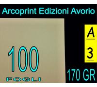 100 FF CARTONCINO AVORIO x STAMPANTE LASER E INKJET A3 170gr.