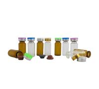 100 flaconcini in vetro ambrato trasparente da 10 ml, con tappi in alluminio-plastica e tappi in butilico, contenitori vuoti per campioni (tappo A2, bottiglia ambrata)
