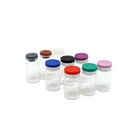 100 flaconcini in vetro trasparente da 10 ml con tappi in plastica e alluminio, contenitori dispenser per campioni vuoti (Cap C5 Purple)