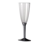 100 Flute in plastica con gambo ARGENTO SATINATO - Flutes rigido monouso - Calic