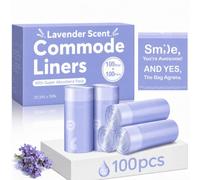 100 fodere per comò da comodino con cuscinetti assorbenti, sacchetti e cuscinetti per WC al profumo di lavanda, senza strappi, a prova di perdite, sacchetti igienici portatili e inodori, sacchetti usa