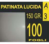 100 FOGLI A3 CARTA PATINATA LUCIDA STAMPANTI LASER X PIEGHEVOLI 150 GR