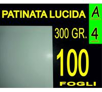 100 FOGLI A4 CARTA PATINATA LUCIDA X STAMPANTI LASER X BIGLIETTI VISITA 300 GR